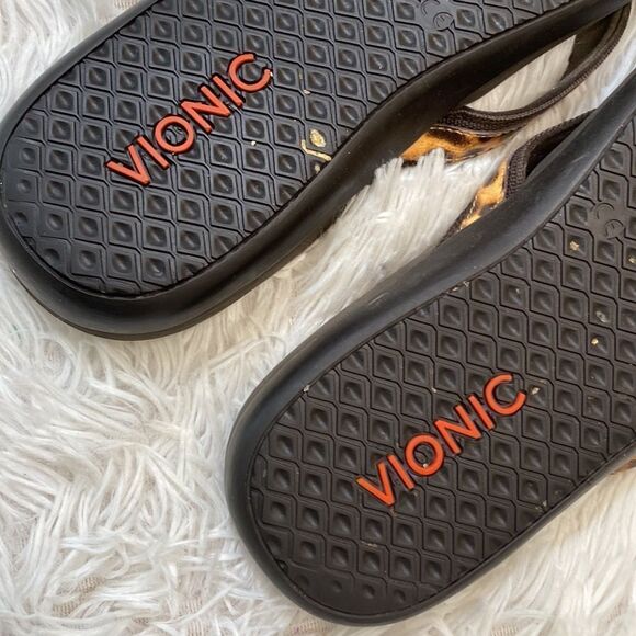 Vionic High Tide Flip Flop Sandal Wedge Leopard Print Sz 10 - Picture 7 of 11